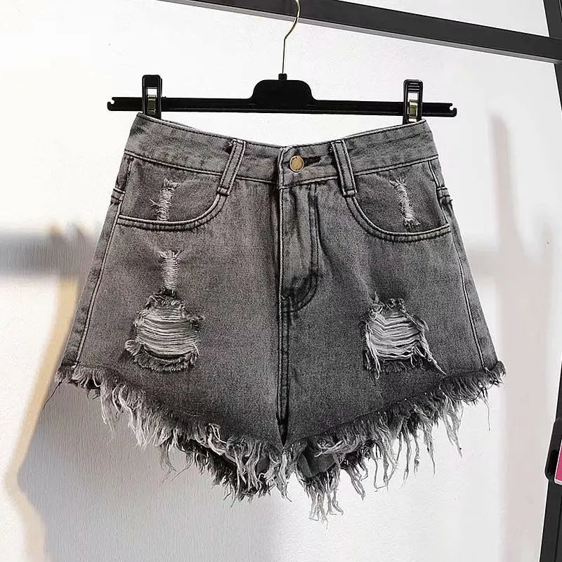 Large Size High-Waisted Denim Shorts for Women Basic Short Jeans