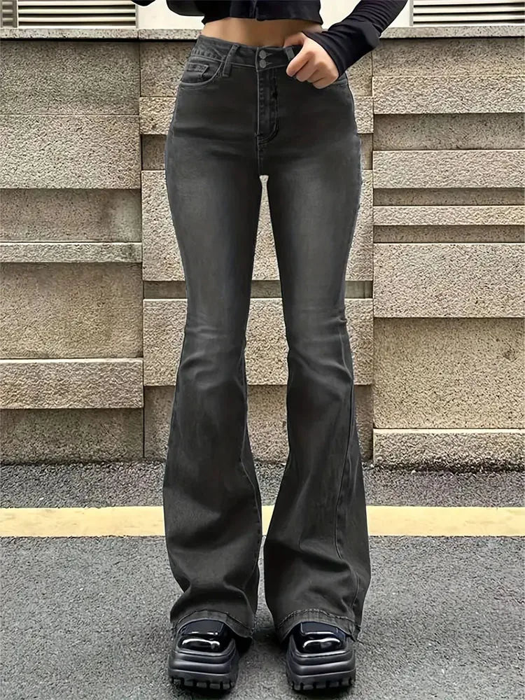 Women Flare Stretch Jeans Fashion Skinny Bell Bottom