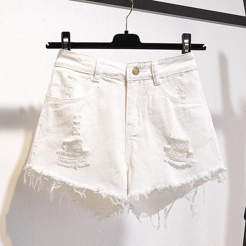 Large Size High-Waisted Denim Shorts for Women Basic Short Jeans
