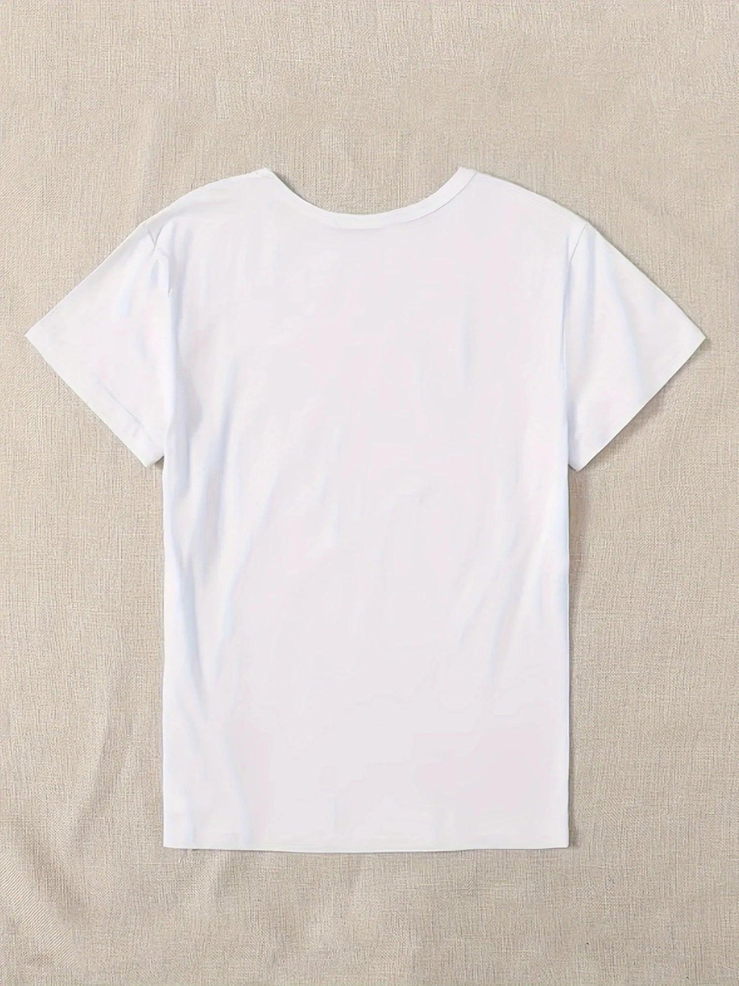 Cute Print Solid Crew Neck T-Shirt, Short Sleeve Casual Every Day Top For All Season, Women's Clothing - Chicmei