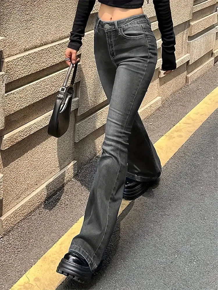 Women Flare Stretch Jeans Fashion Skinny Bell Bottom