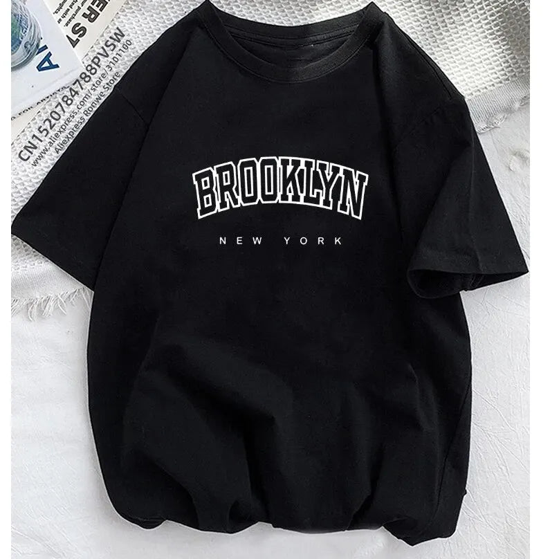 Women Brooklyn LA Letter Print T Shirt