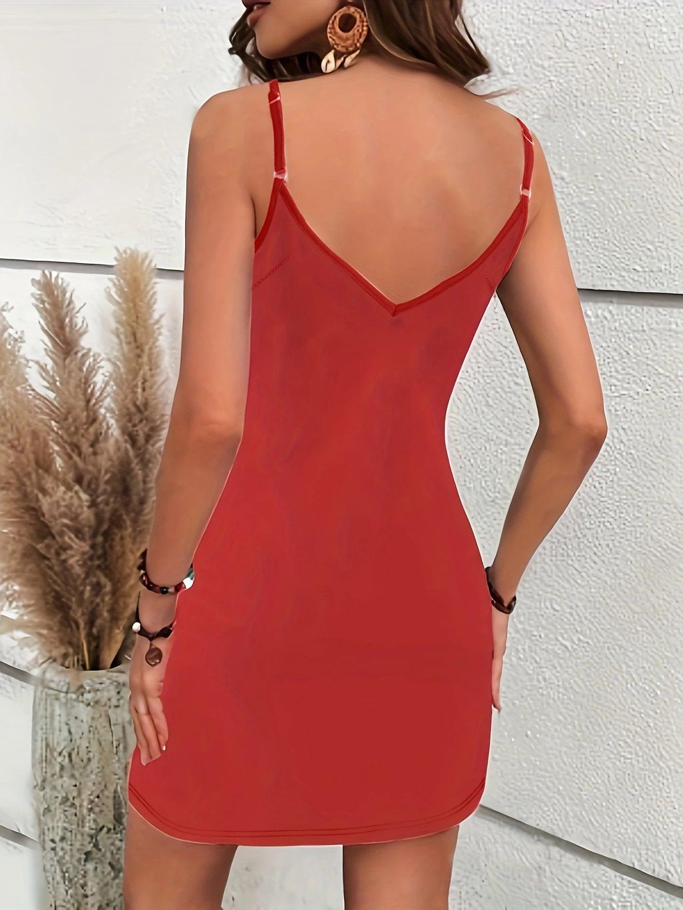 European and American summer women's new fashion sexy tight V-neck sleeveless suspender dress for women - Chicmei