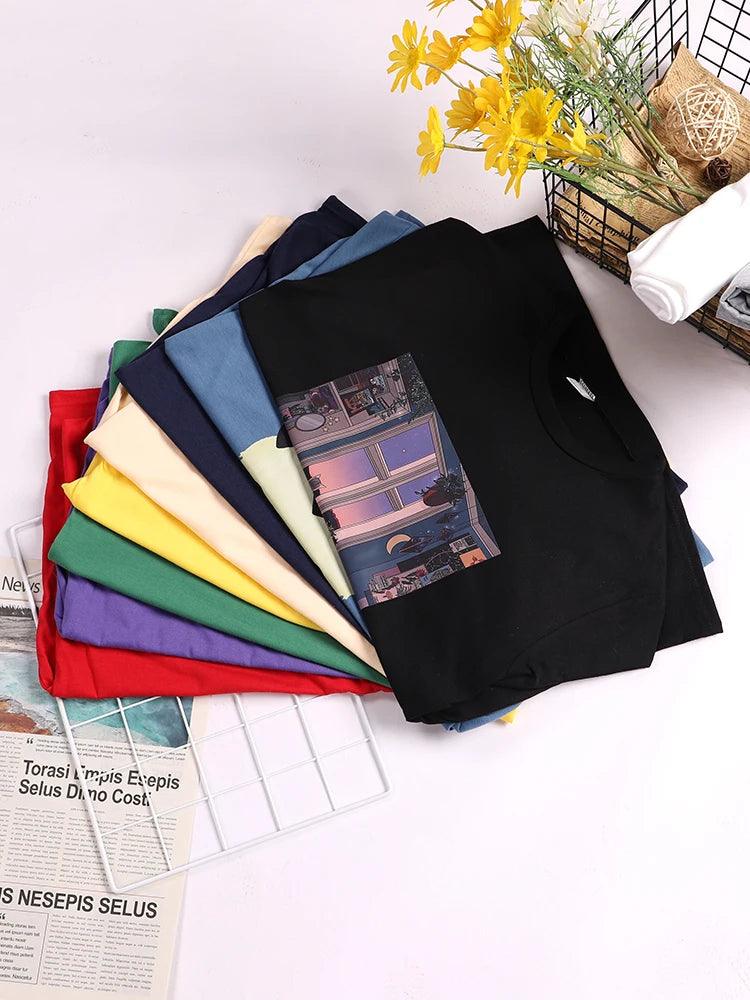USA Letters American Flag Stars and Stripes Printed Women T-Shirts Street Hip Hop Tee Clothing Summer Breathable Tshirt Female - Chicmei