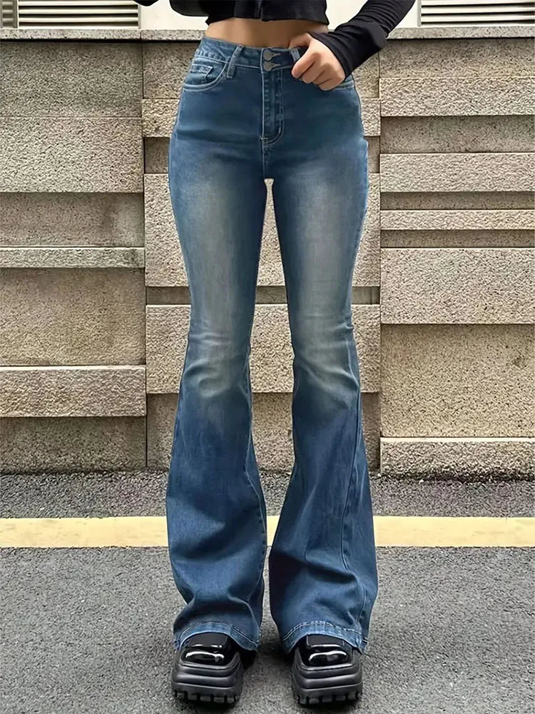 Women Flare Stretch Jeans Fashion Skinny Bell Bottom