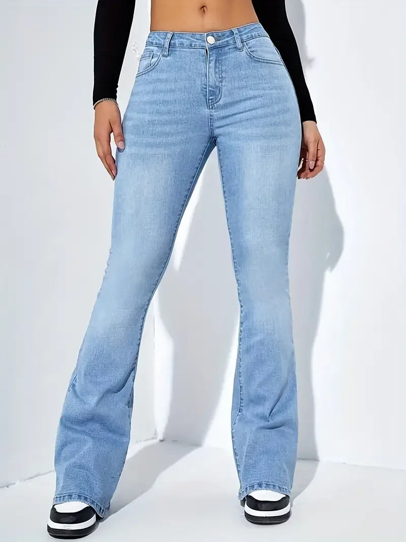 Women Flare Stretch Jeans Fashion Skinny Bell Bottom