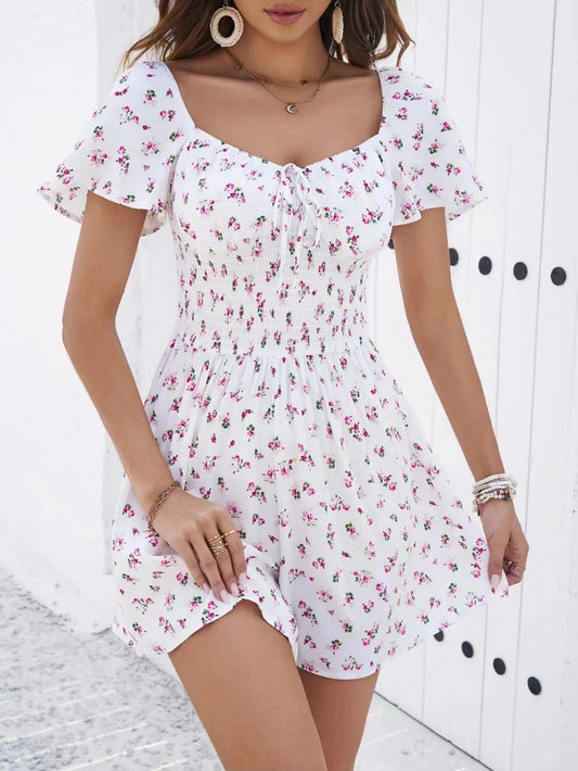 2024 Spring/Summer New Short Fragmented Flower Night Dress French Gentle and Sweet Outdoor Beach Skirt - Chicmei