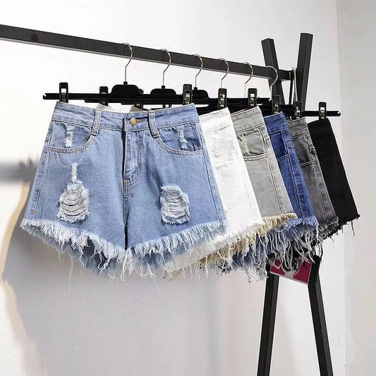 Large Size High-Waisted Denim Shorts for Women Basic Short Jeans
