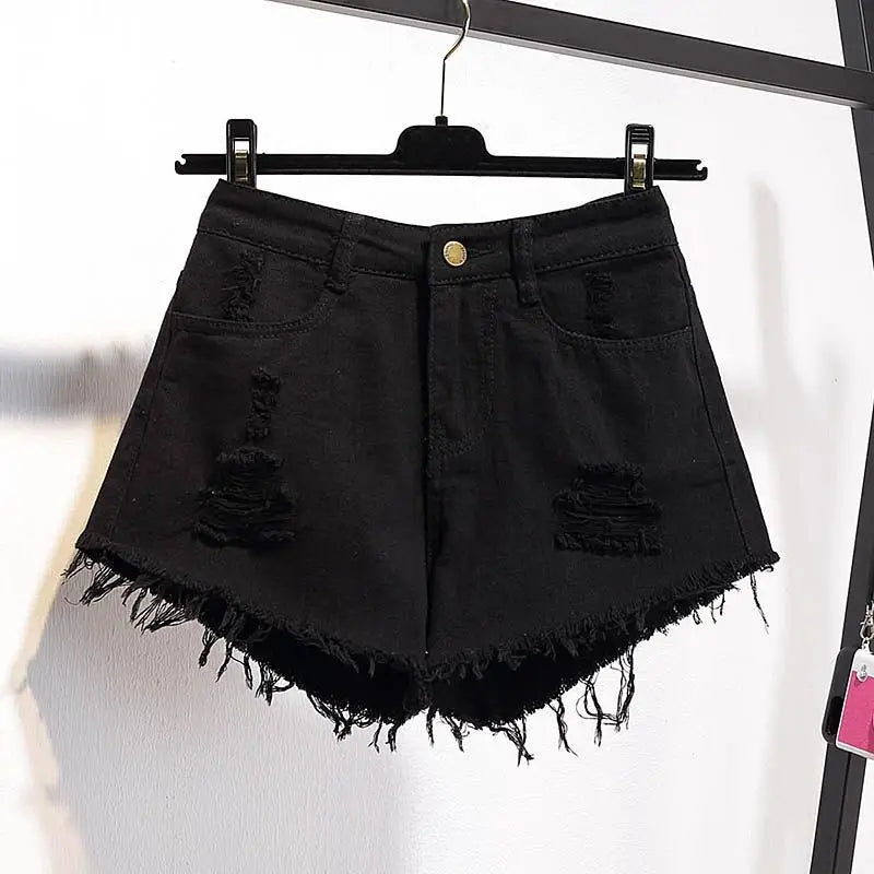 Large Size High-Waisted Denim Shorts for Women Basic Short Jeans