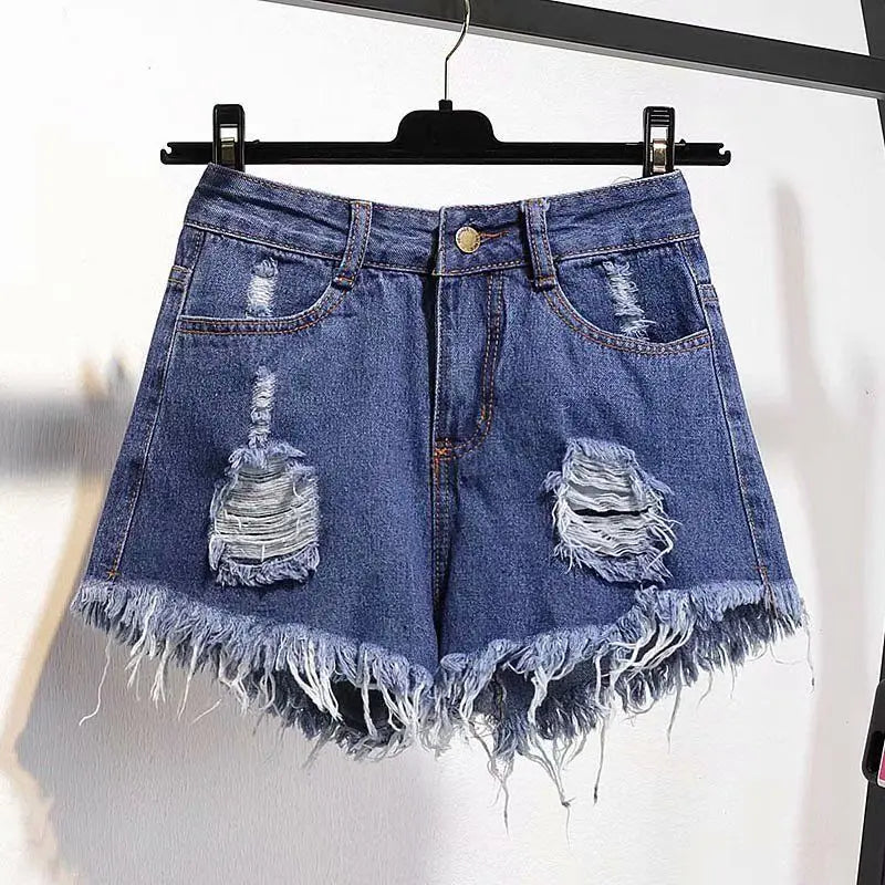 Large Size High-Waisted Denim Shorts for Women Basic Short Jeans