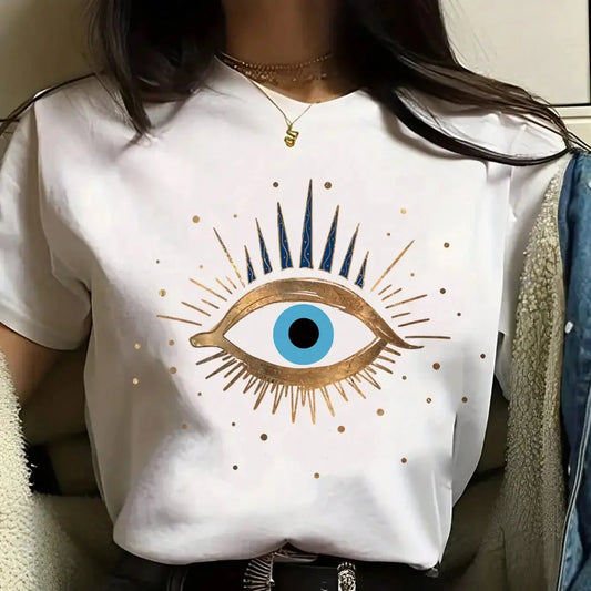 Women's Eye Print Short Sleeve T-Shirt