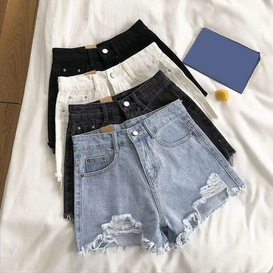 Ripped Jeans Vintage High Waist Denim Women Mini Shorts